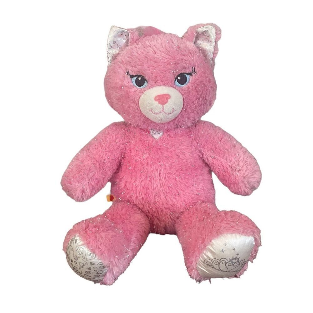 Build A Bear Purrincess Plush Kitty Cat Pink Silver Sparkle Tinsel Princess